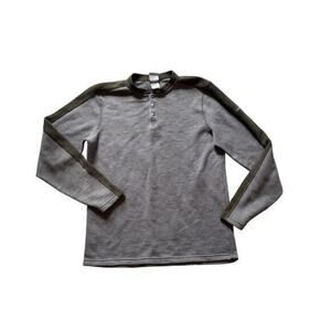 Men’s grey and green Avalanche quarter button outdoor warm shirt crew neck